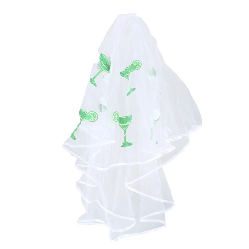 Y1UB Bachelorette Party Veil Covering White Veil Women Short Veil Margarita Glass