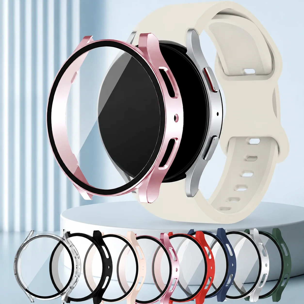 PC Watch Case+Tempered Glass for Samsung Galaxy Watch7/6/5/4 40/44mm Full Bumper Screen Protective Case Galaxy Watch Accessories