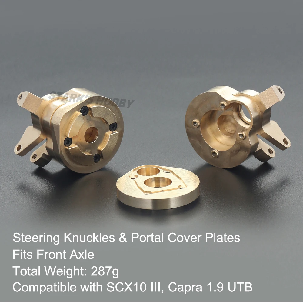 Heavy Duty Brass Counter Weight Bumper Mount Steering Knuckles Portal Cover Plates for 1/10 RC Crawler Car Axial Capra SCX10 III