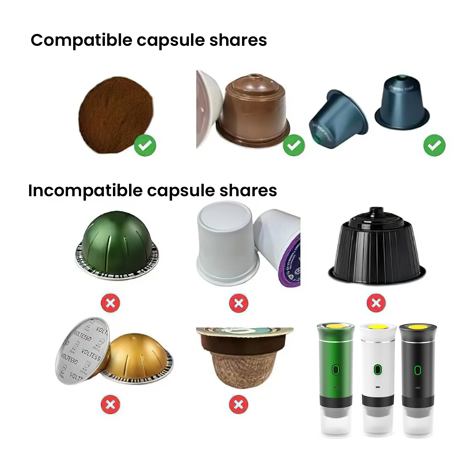 ماكينة قهوة اسبريسو كهربائية محمولة 3 في 1 للسيارة والمنزل والتخييم ماكينة صنع القهوة ومسحوق الكبسولات ماكينة صنع القهوة للسفر