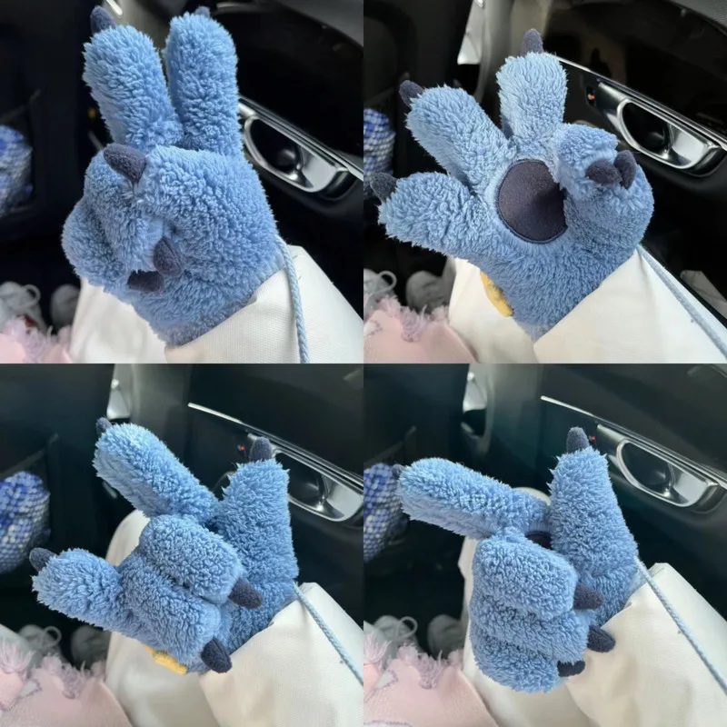 Cartoon Disney Stitch Gloves Creative Stitch Paw Claw Blue Gloves Winter Warm Plush Glove Kids Adult Winter Hand Warmer Gifts