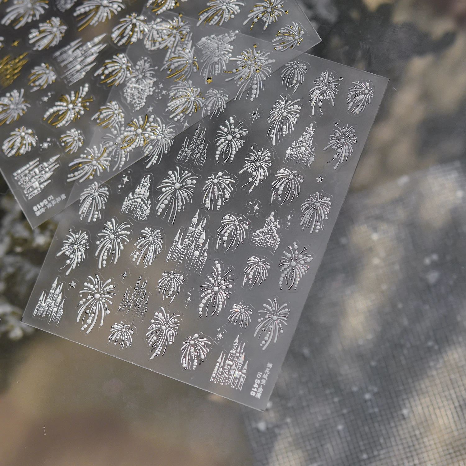 1 قطعة لون بريق نمط القلعة 5D الإغاثة ملصقات الأظافر مسمار الفن اكسسوارات الليزر ستار النجمي ملصقات مستلزمات الأظافر #3