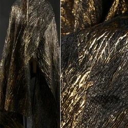 Black Gold Vein Pattern Undulating Gilded Jacquard Fabric, Three-dimensional Sparkling Heavy Texture Clothing Design Fabric