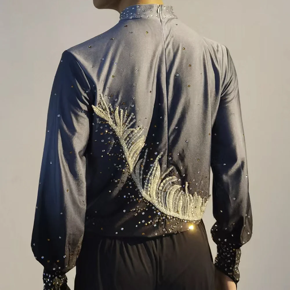 ZAGITOVA-Robe de Patinage Artistique pour Homme et Garçon, Vêtements de Patinage sur Glace, Combinaison Acrobatique avec Diamants, Dégradé Noir