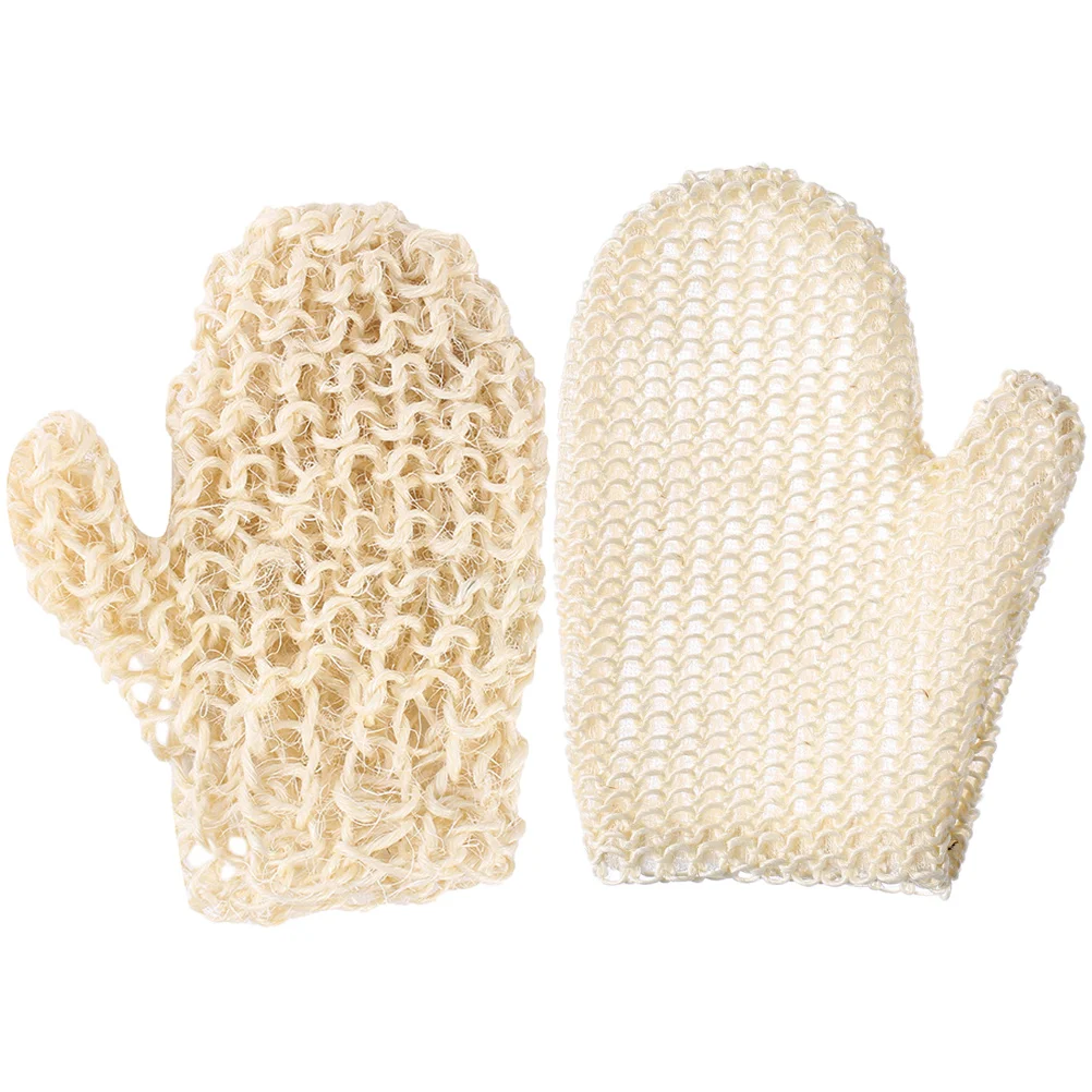 

2 Pcs Bath Towel Woven Sisal Braided Shower Gloves Bathing Whole Exfoliating Mittens For