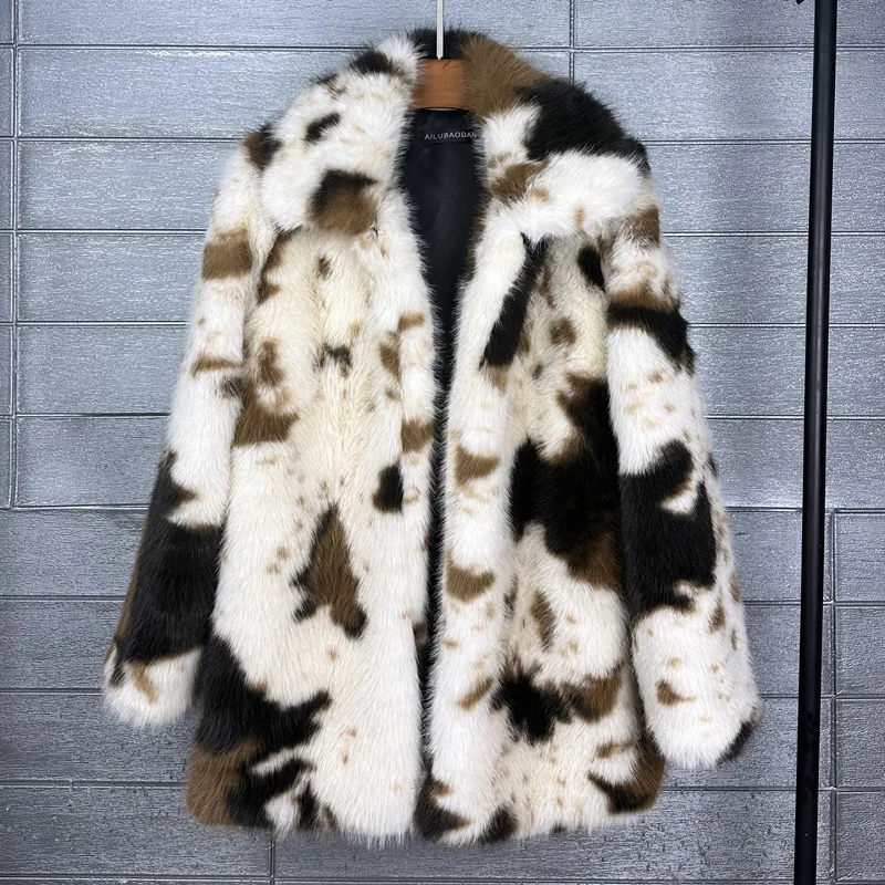 

ZXRYXGS Mixed Color Premium Imitation Fox Fur Coat Fashionable Jackets 2025 New Winter Lapel Mid-length Women's Coat Tide