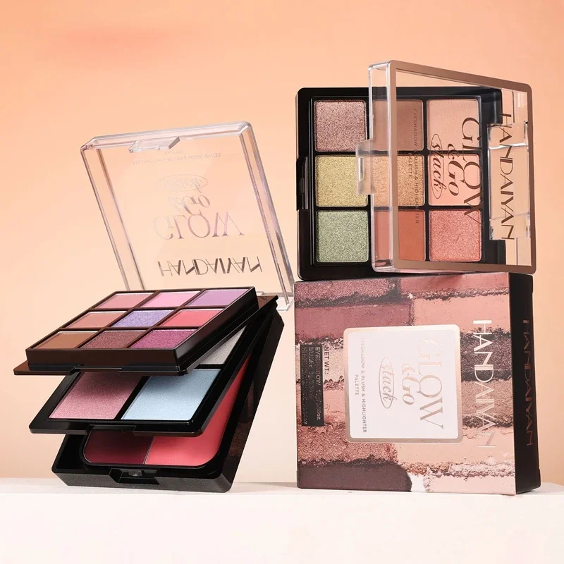 Palette di ombretti a 3 strati impermeabili a lunga durata Evidenziatore di perle opache Blush 3in1 Trucco multifunzione Bellezza cosmetica