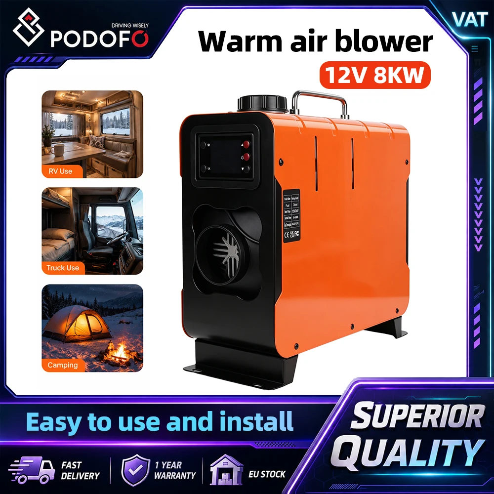 Riscaldatore verticale diesel Podofo, riscaldatore per auto, riscaldatore per camper con telecomando, display LCD, riscaldamento rapido, riscaldamento a colonna, riscaldamento ad aria, design