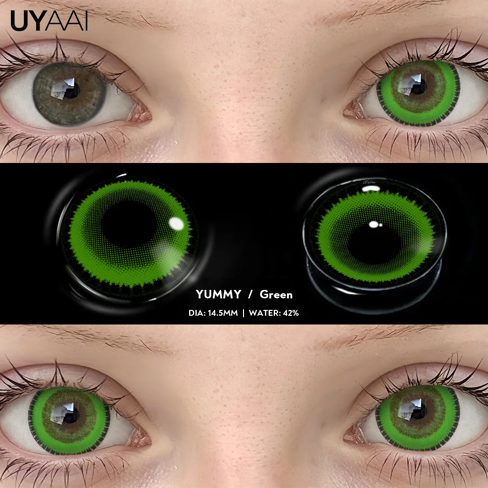 UYAAI Farbkontakt Cosplay Farbe Schüler Make-up Schönheit Grüne Linse 14,5 mm Schwarze Linse Frau Cosplay Rote Linse Halloween Weiße Linse – Detail 11