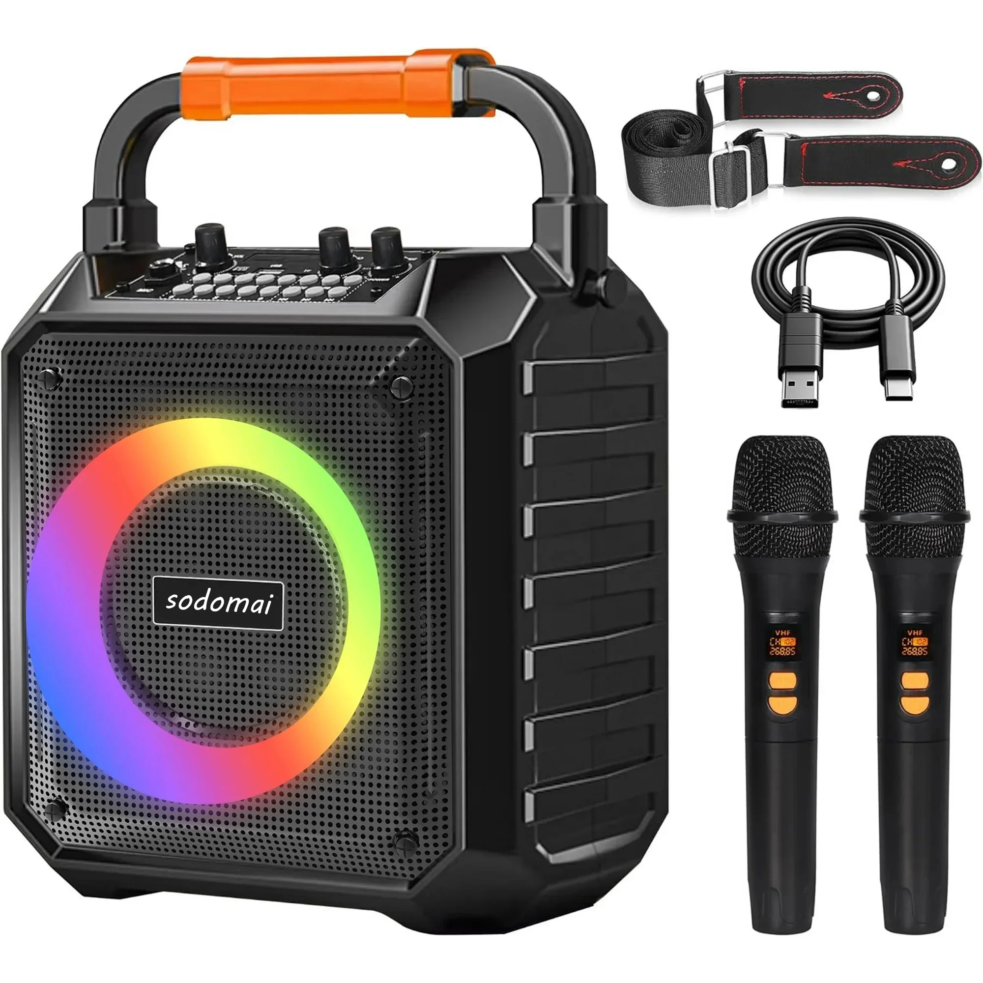 Imagem -06 - Máquina Karaoke Bluetooth para Adultos e Crianças Microfones sem Fio Luzes Coloridas Mini Máquina de Cantar Alto-falante Portátil Adultos