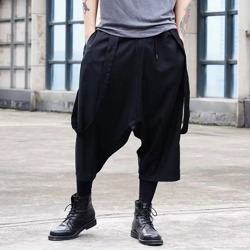 

Новая модная тенденция весна-лето, мужские девятиминутные брюки с низким шаговым швом, свободные мужские повседневные брюки, комбинезоны