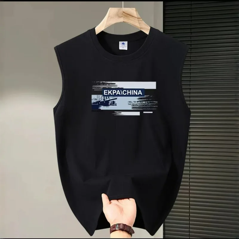The New Men's Pure Cotton Off-the-shoulder Short-sleeved T-shirt Is Trendy Versatile Round-neck