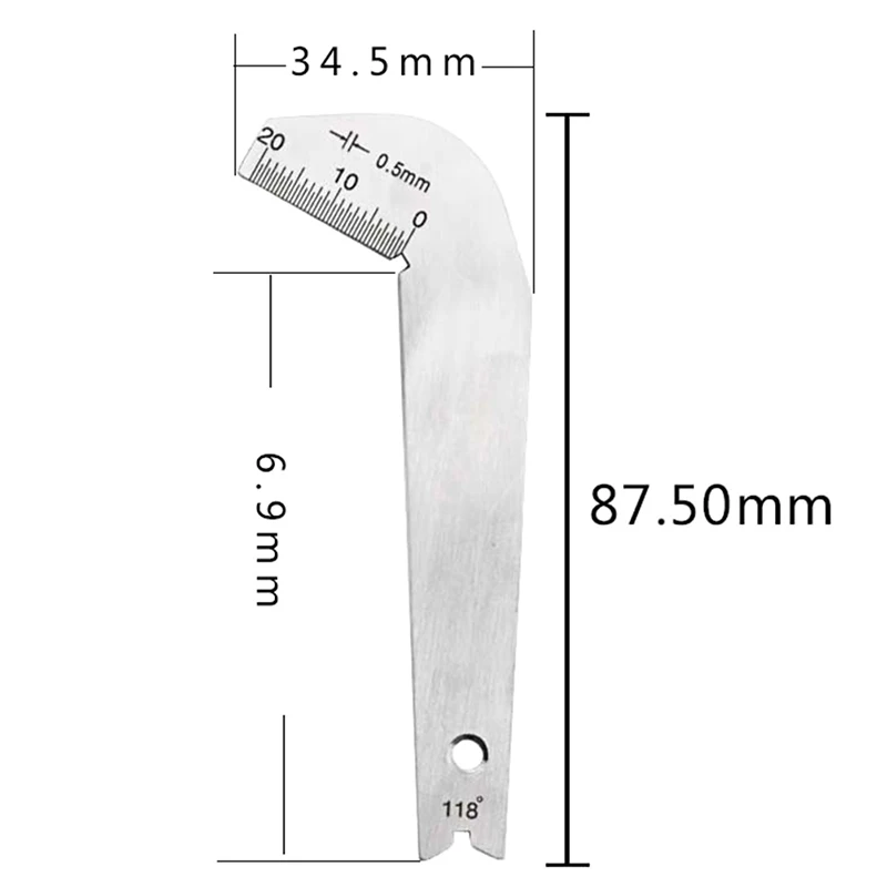 1pcs Bit Pattern Drill Template Gauge Stainless Steel Corner Front Edge Measuring Twist Drill Bits Angle Gauge Sharpening Tools