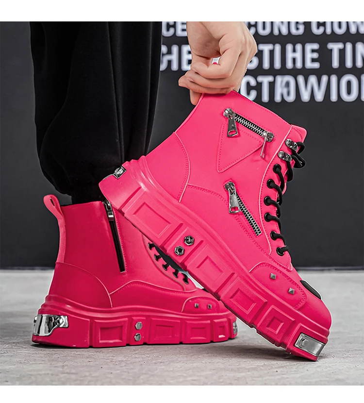 Herren Winter Oxford Stiefel Komfortables Futter Doppelter Seitenreißverschluss Dicke Sohle Erhöhte Höhe Street-Style Lässige Kurze Stiefel – Detail 5