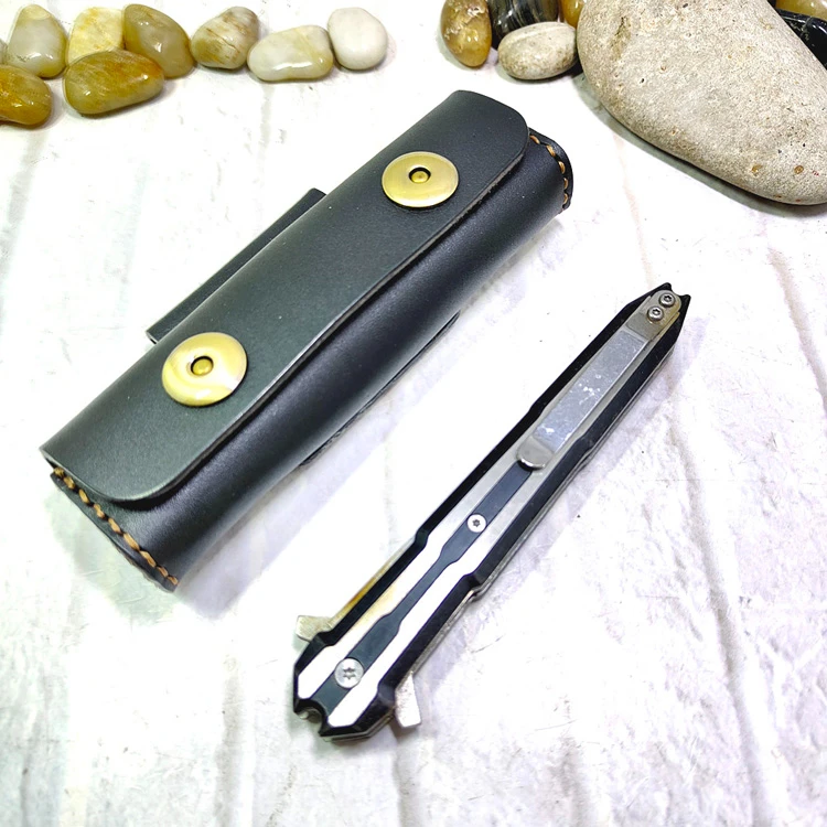 Folding Knife Holder Jackknife Holster waist Bag Belt Pack Military Knife Leather Sheath Handmade Customized PHD