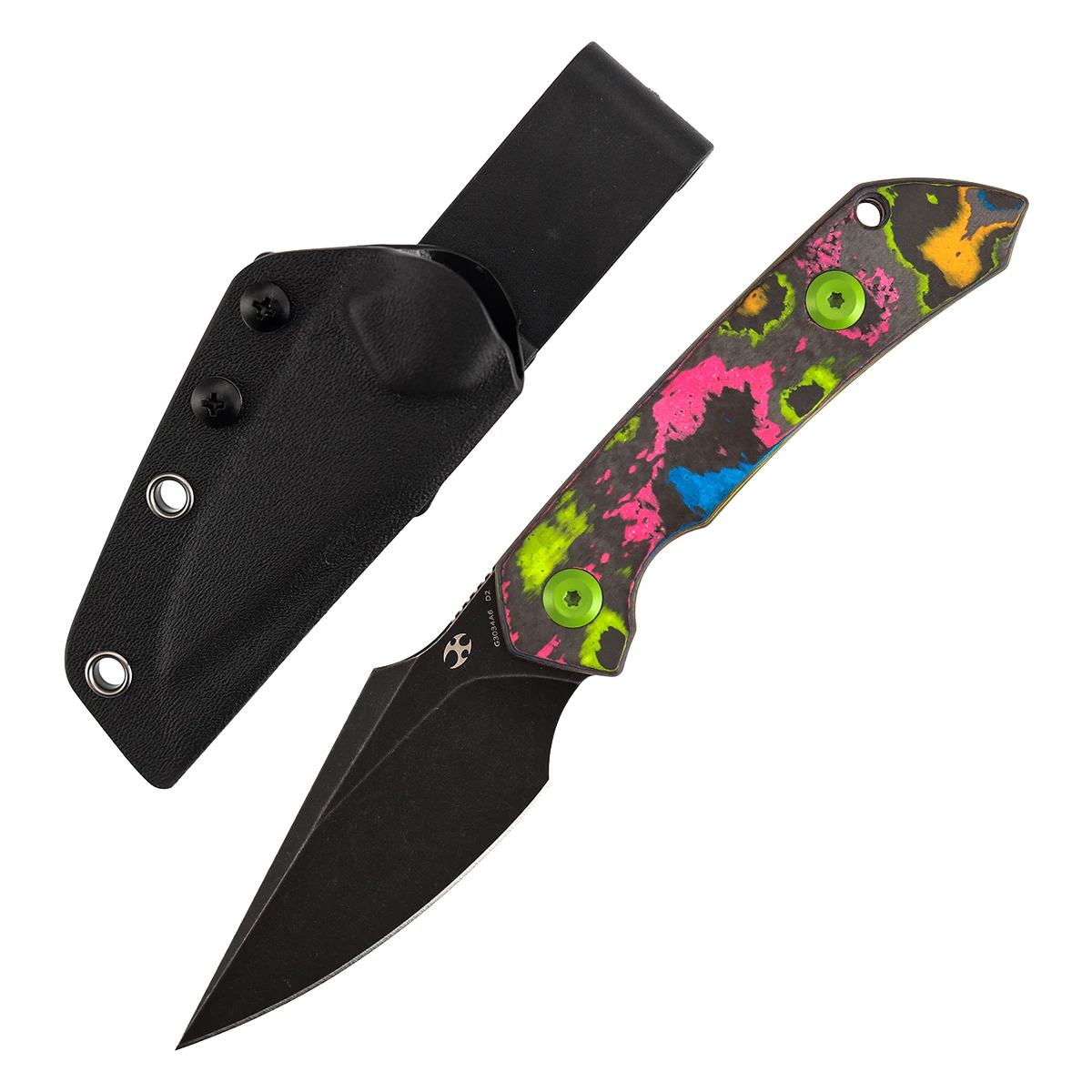 Kansept Fixed Blade G3034 Fenrir 2.87'' D2 Blade with Carbon Fiber/G10/Micarta Handle Fixed Knife for Daily Use for Camping