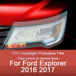 2 Pcs Car Headlight Protective Film Headlamp Restoration Transparent Black TPU Sticker For Ford Explorer 2016 2017 Accessories