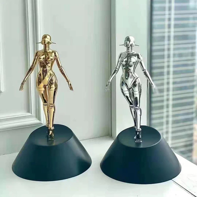Mechanical Goddess Statue Ornaments Fashion Home Decorative Figures Sculpture Electroplated Artwork Lady Figurine Decoration