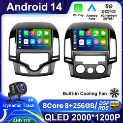 Android 14 pour Hyundai I30 2006 2007 2008 2009 2010 2011, Limitation 4G, WiFi, Pas de lecteur DVD, 2 Din, Autoradio, Carplay, BT 360, Caméra