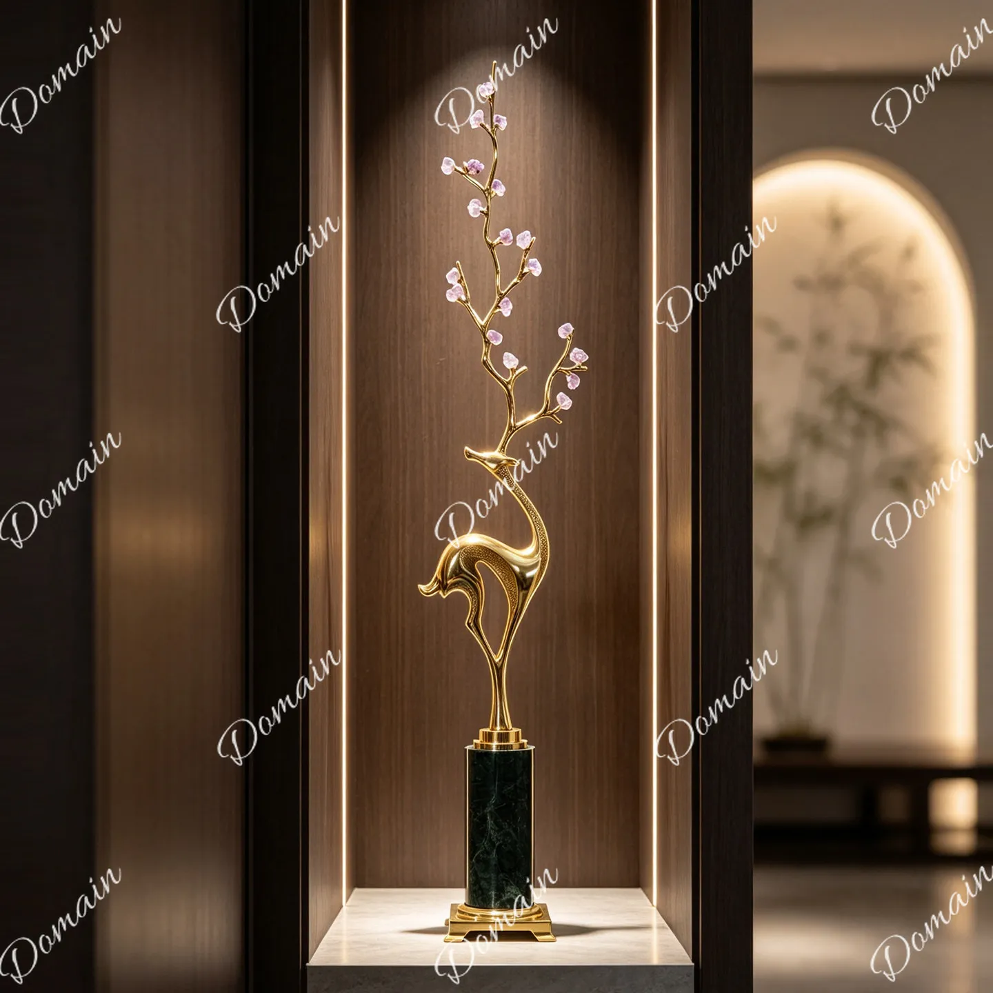 Light luxury creative amethyst brass deer ornament entry entrance niche fine high decoration housewarming new decoration