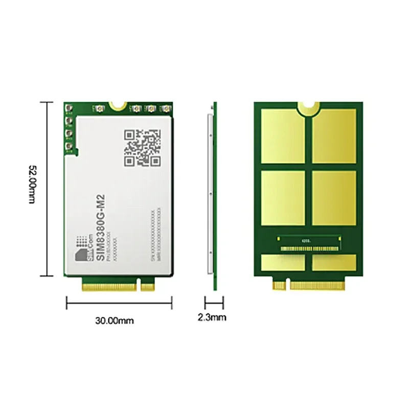 SIMCOM SIM8380G-M2 5G M.2 module Supports mmwave frequency R16 5G NSA/SA. NR/LTE-FDD/LTE-TDD/HSPA+ USB3.1, GPIO