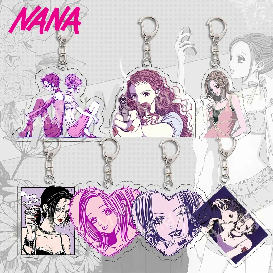 Anime NANA Acrylic Keychain Ai Yazawa Osaki Nana Serizawa Reira Creative Figures Key Ring Holder Jewelry Accessories Fans Gift