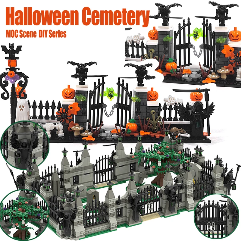 

MOC DIY модель город Хэллоуин сцена строительный блок тыква змея ужас кирпич комбинированный призрак ад вид друг рождественские игрушки подарки