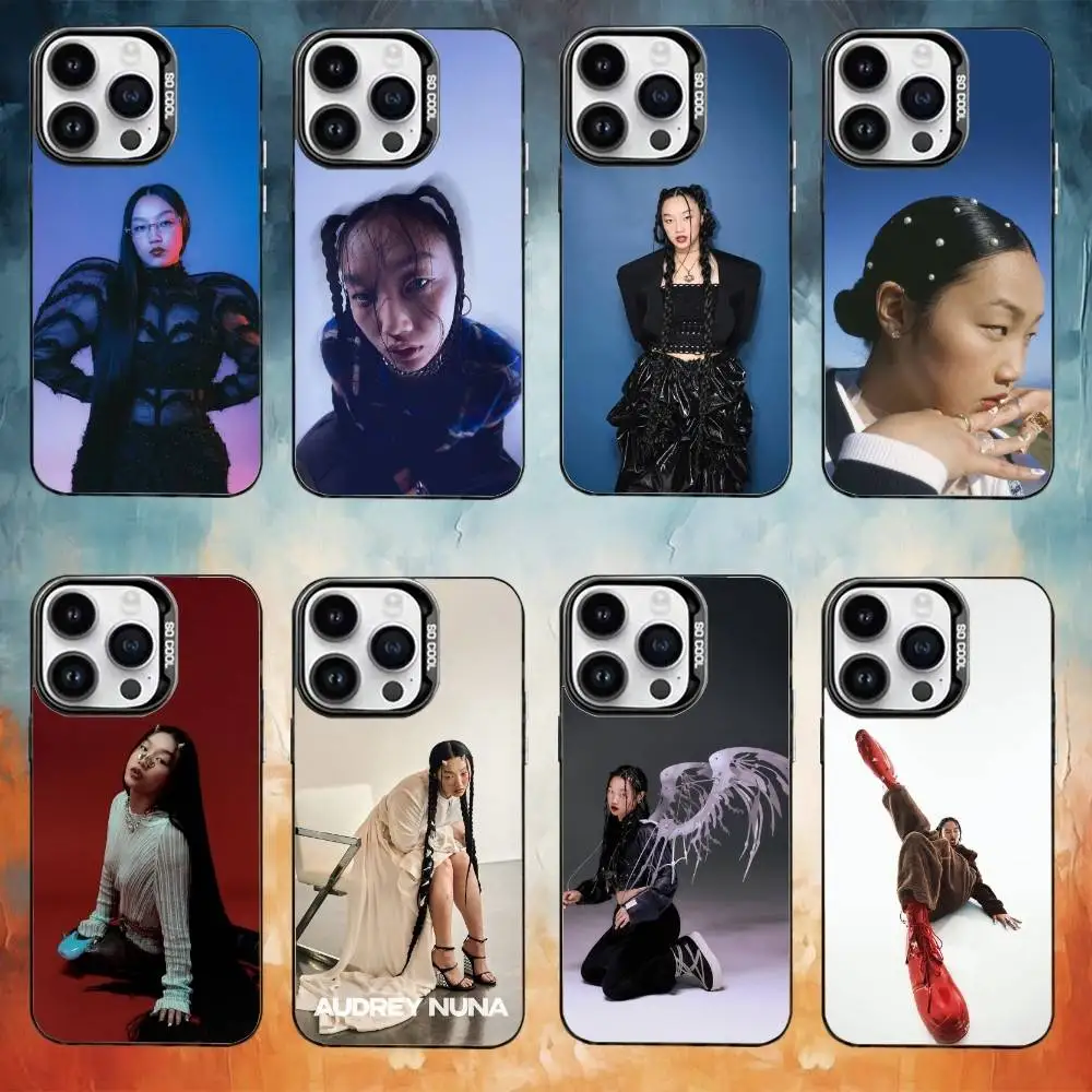 Funda para Teléfono KPOP A-Audrey Nuna G-Golden para iPhone 17 16 15 14 13 12 11 Pro Max Plus, Plateada, Mate, Estilo Caramelo