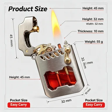 2026 ZORRO Creative Mecha Transparent Keroseine Lighter Open Flame Ejector Ignition Gift