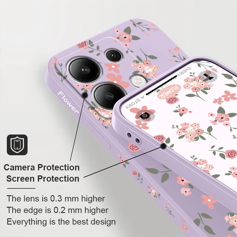 Floral Scent Phone Case For Xiaomi Redmi Note 14 13 12 12S 11 11S 10 10S 9 9S Pro Plus 4G 5G Liquid Silicone Cover