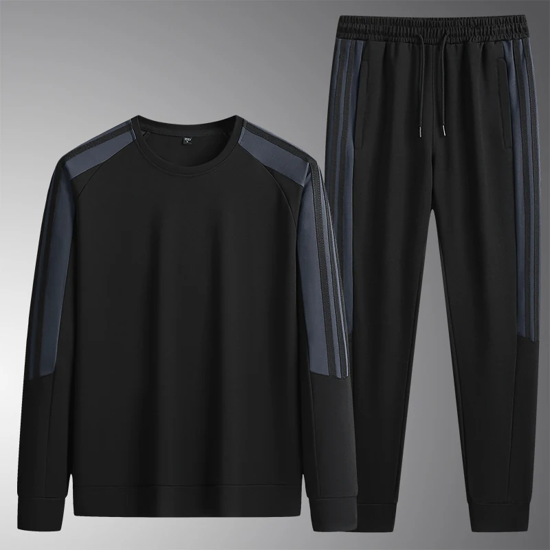 

Весенне-осенний мужской спортивный костюм с длинным рукавом и круглым вырезом, свободного кроя, состоящий из толстовки и брюк, удобный, дышащий, повседневный.