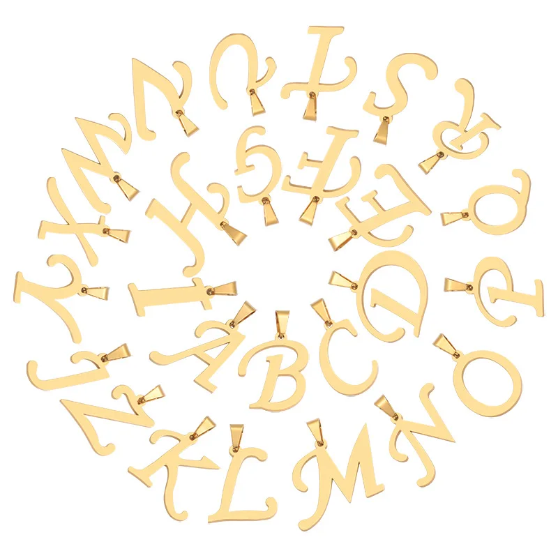 26Pcs/Lot  Initials 30mm A-Z Big Letter Charms  Stainless Steel For DIY Making Necklace Braid Bracelets