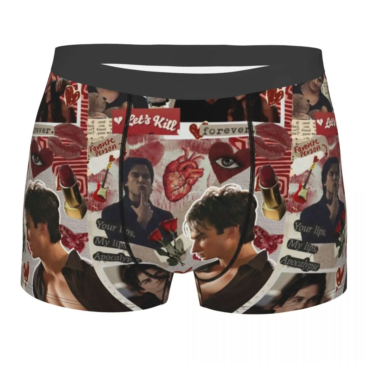 Damon The Vampire Diaries TV Show Men's Boxer Briefs, Highly Breathable Underwear,High Quality 3D Print Shorts Birthday Gifts