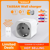 TESSAN 2300W Wireless Remote Controlled Plug Programmable Socket with Magnetic Remote Control EU Plug Adapter for Household