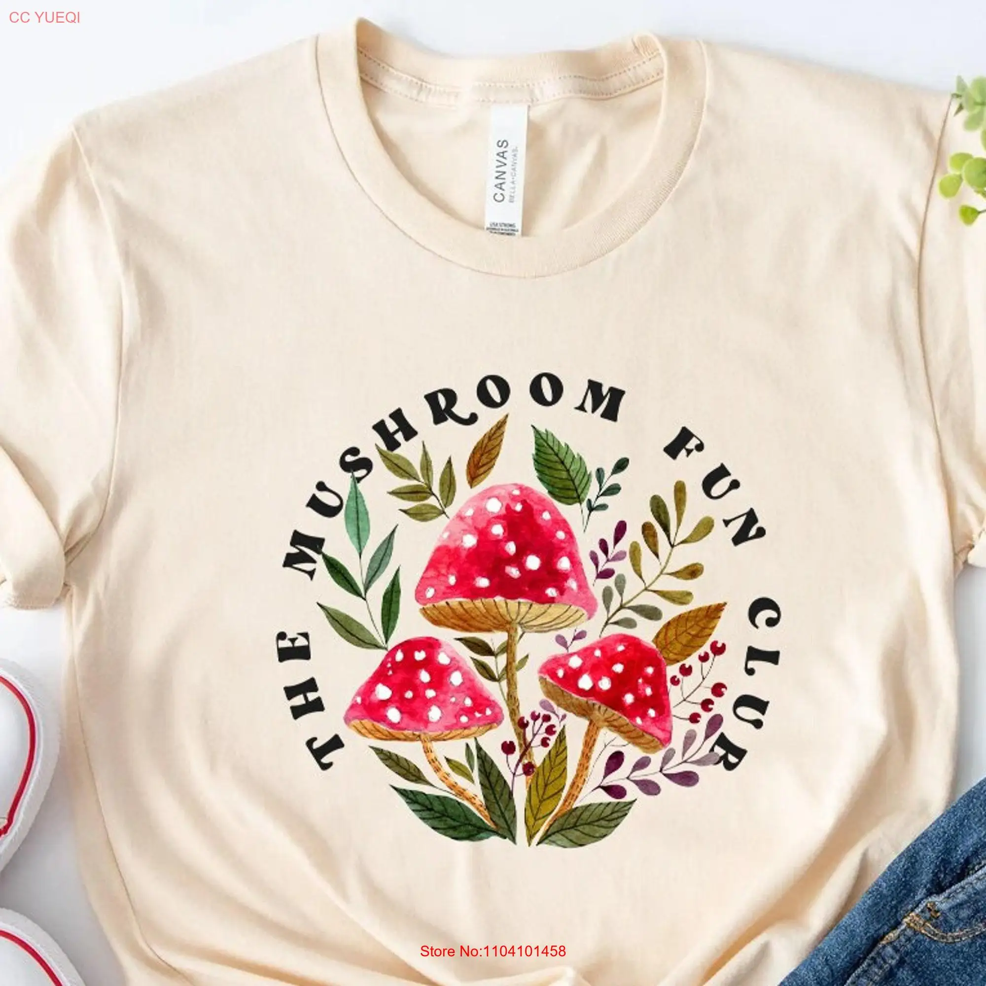 Mushroom T Shirt Magic Top Botanical Trippy Back PrinT Aesthetic Clothes long or short sleeves