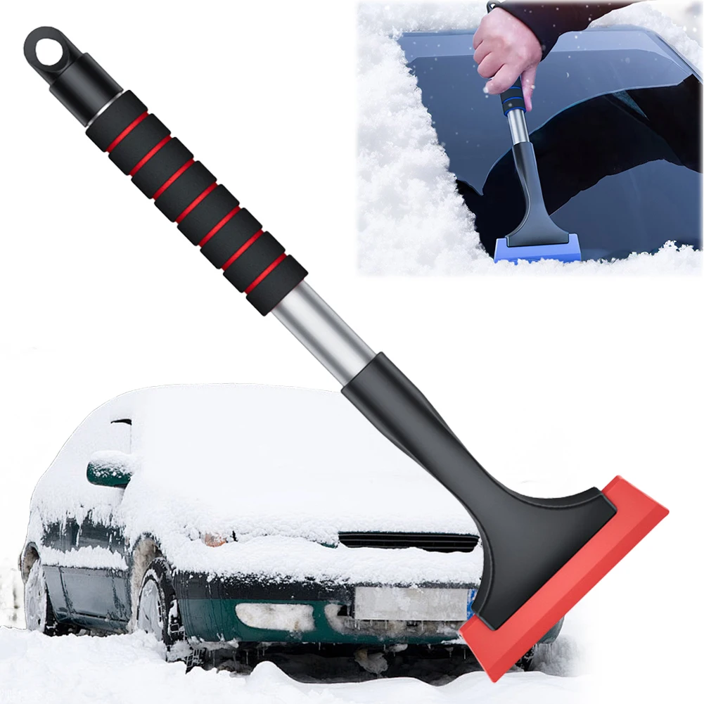 Rascador de hielo de aluminio extensible, cepillo de nieve para parabrisas de coche, descongelación, pala para quitar nieve, accesorios de herramientas de limpieza automática de invierno