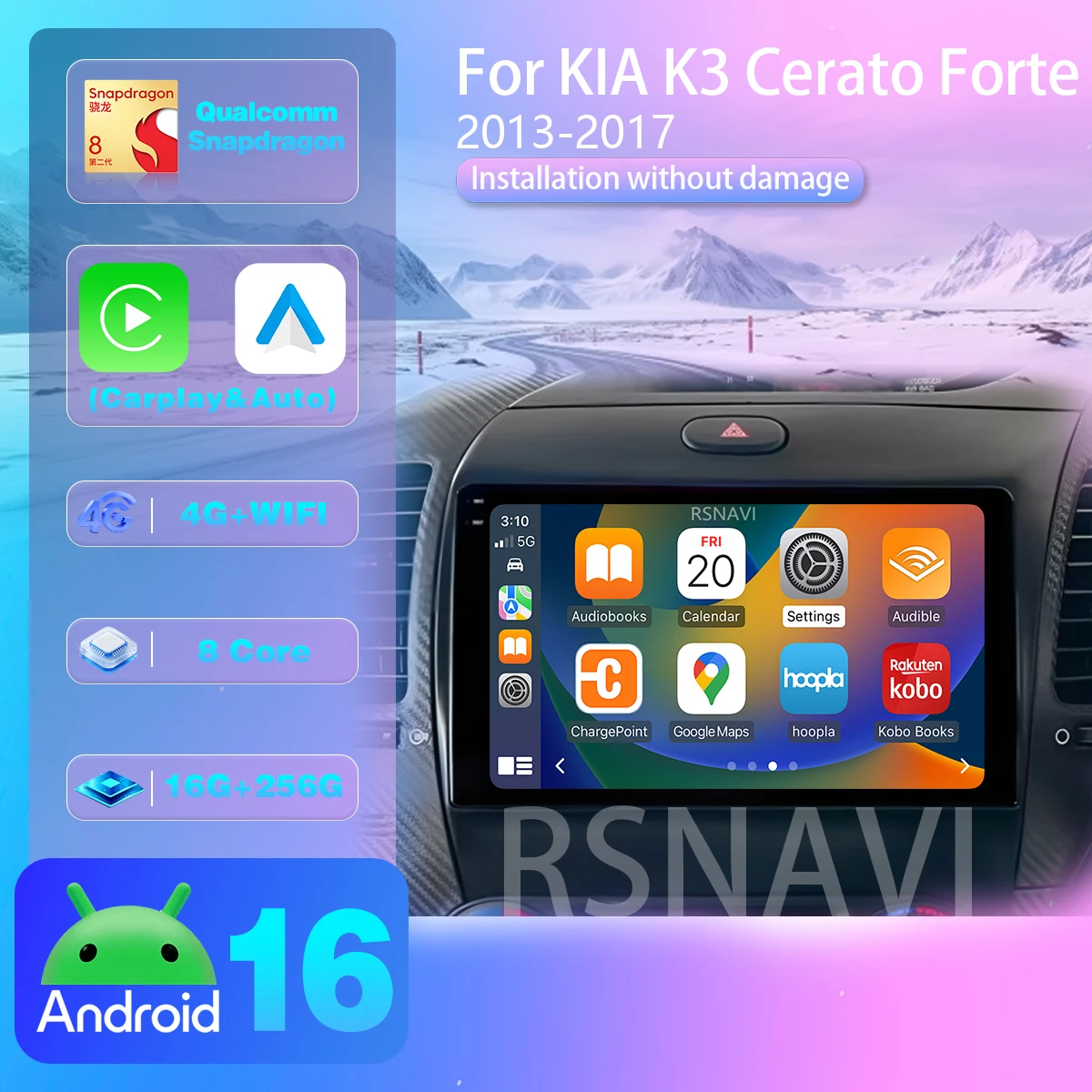 Android 16 WLAN+4G Carplay AUTO Autoradio für Kia K3 Cerato Forte RHD 2013-2017 Autoradio-Haupteinheit DSP 360 Kamera App-Steuerung