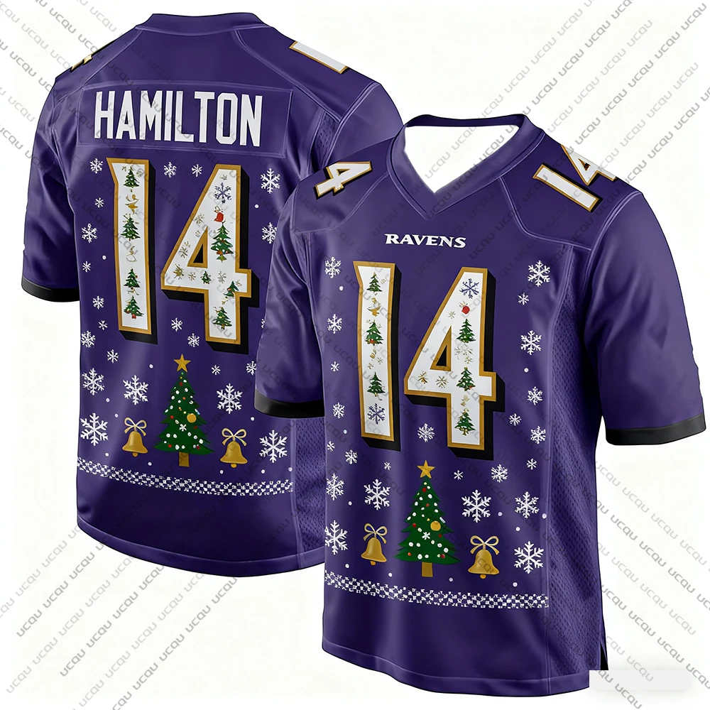 2025 عيد الميلاد الكبار الجاموس كرة القدم الأمريكية جيرسي الرجبي جيرسي ملابس رياضية التدريب جيرسي تي شيرت الغربان OWEH 99 رقم #5