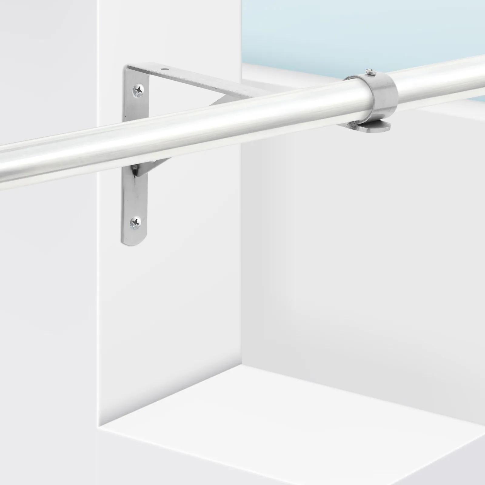 Clothes Drying Rod Stainless Steel Bracket Side Mounted Triangular Support Wall Closet Pole Holder for Laundry Room