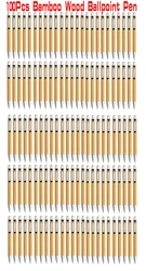 100Pcs Bamboo Wood Ballpoint Pen Tip Business Signature Ball Pen Office School Wrting Stationery