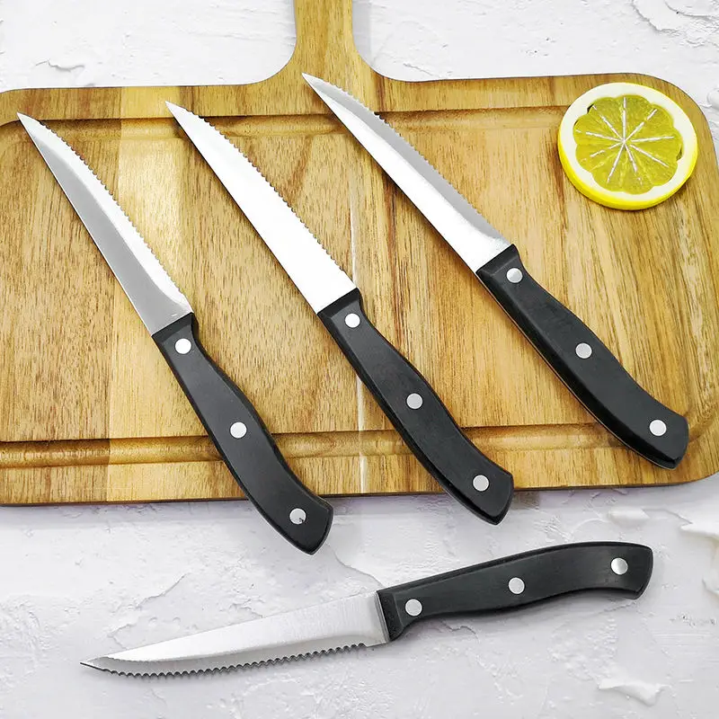 Stainless Steel Steak Knife Cutting Meat Serrated Blade Cutlery Bread Cutter Advanced Polypropylene Handle Wholesale Knife Set