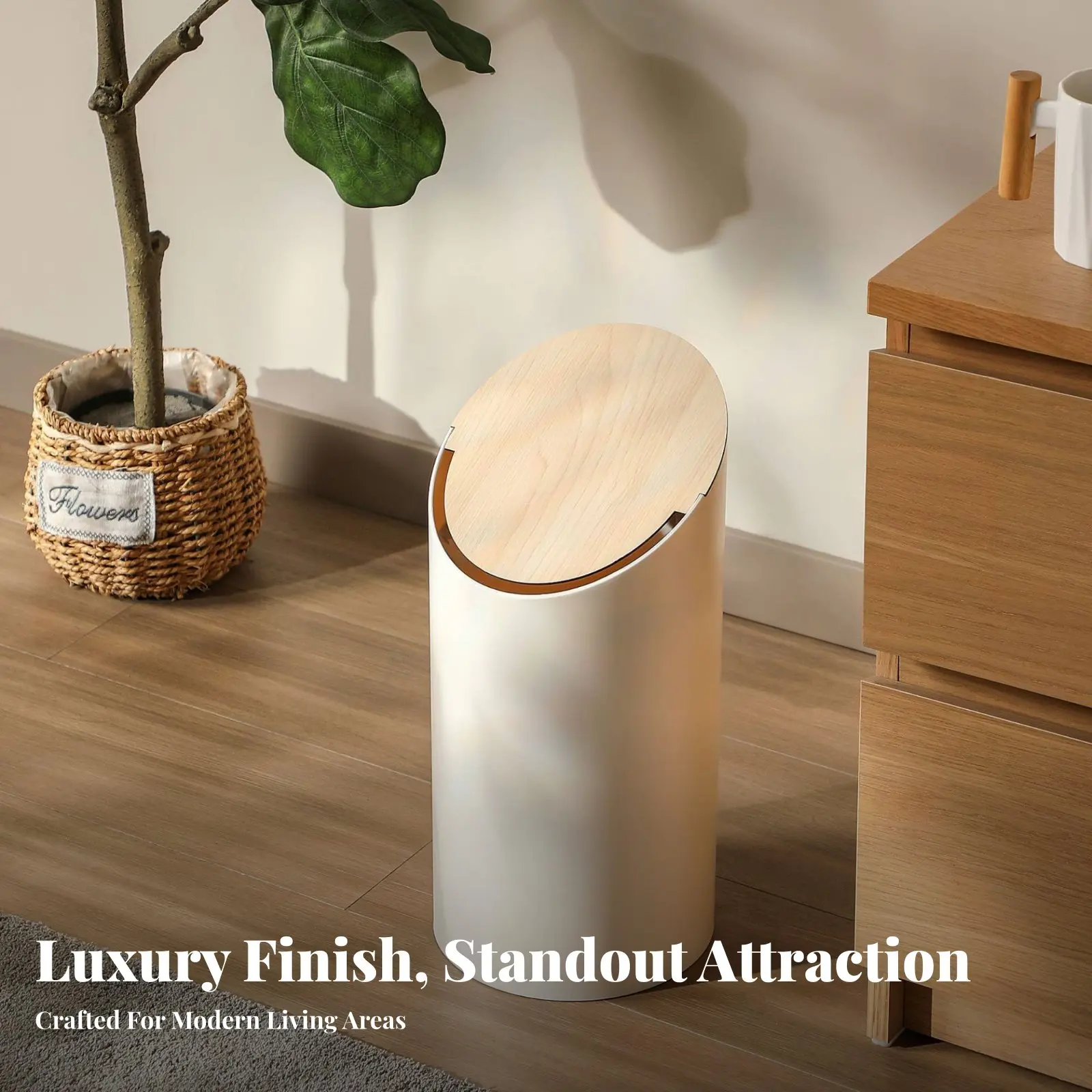 

Маленькая мусорная корзина с откидной крышкой, настенная, кремового цвета, для дома, из прочного пластика