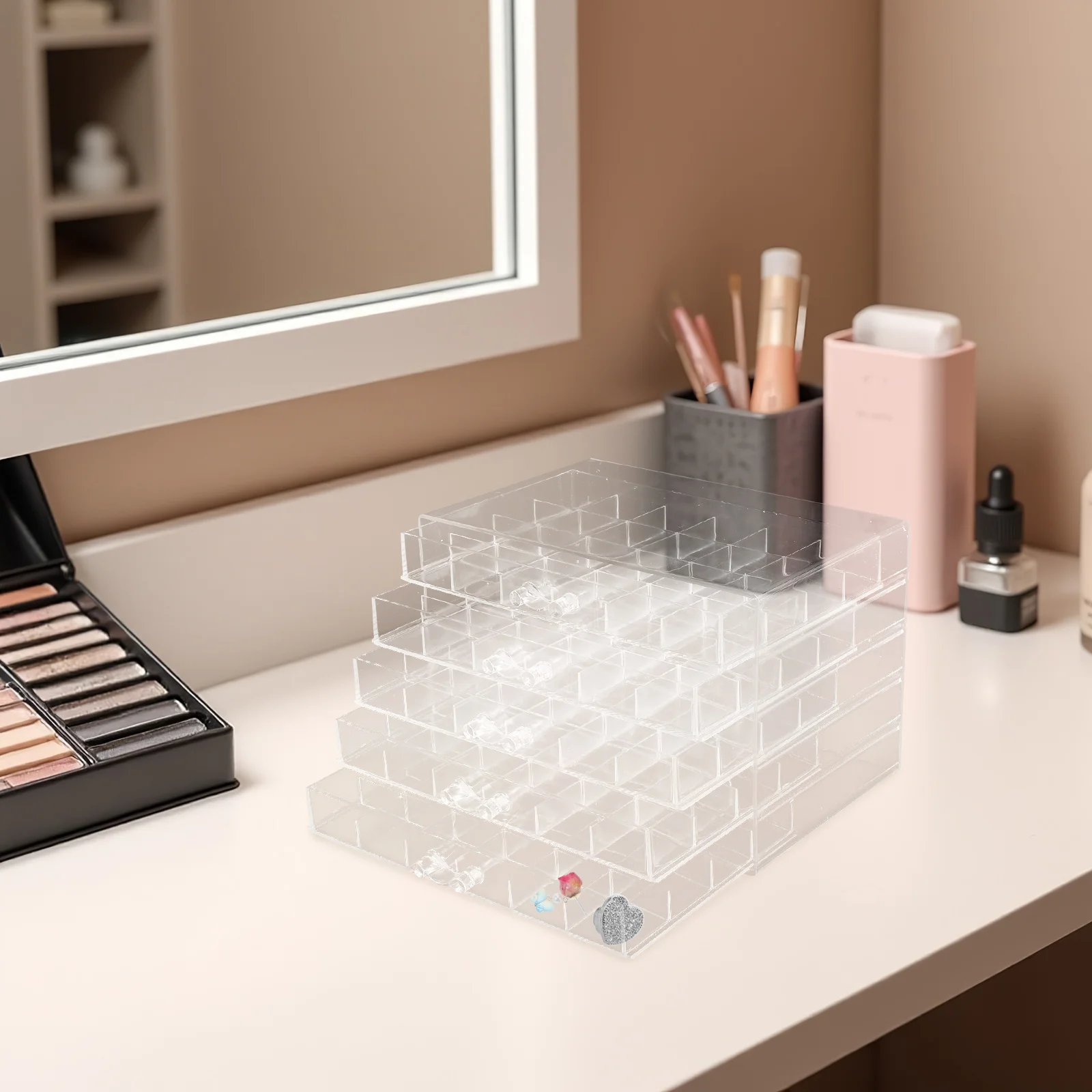 

Earring Organizer Acrylic Box 5 Drawers 120 Compartments Transparent Jewelry Storage Holder Display Case for Ear Studs Rings