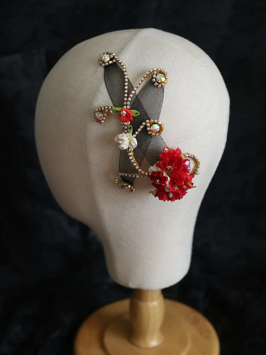 

Professional ballet competition performance hair accessories, flower edge clip, Bacheta character headwear accessories