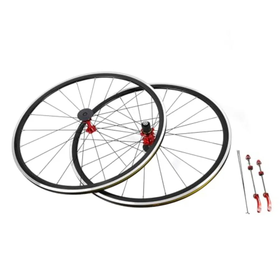

700C Road Bicycle Wheel Set Front Rear Double Wall Aluminium Alloy Rim C V Brake Clincher Compatible with 7 8 9 10 11 12 Speed