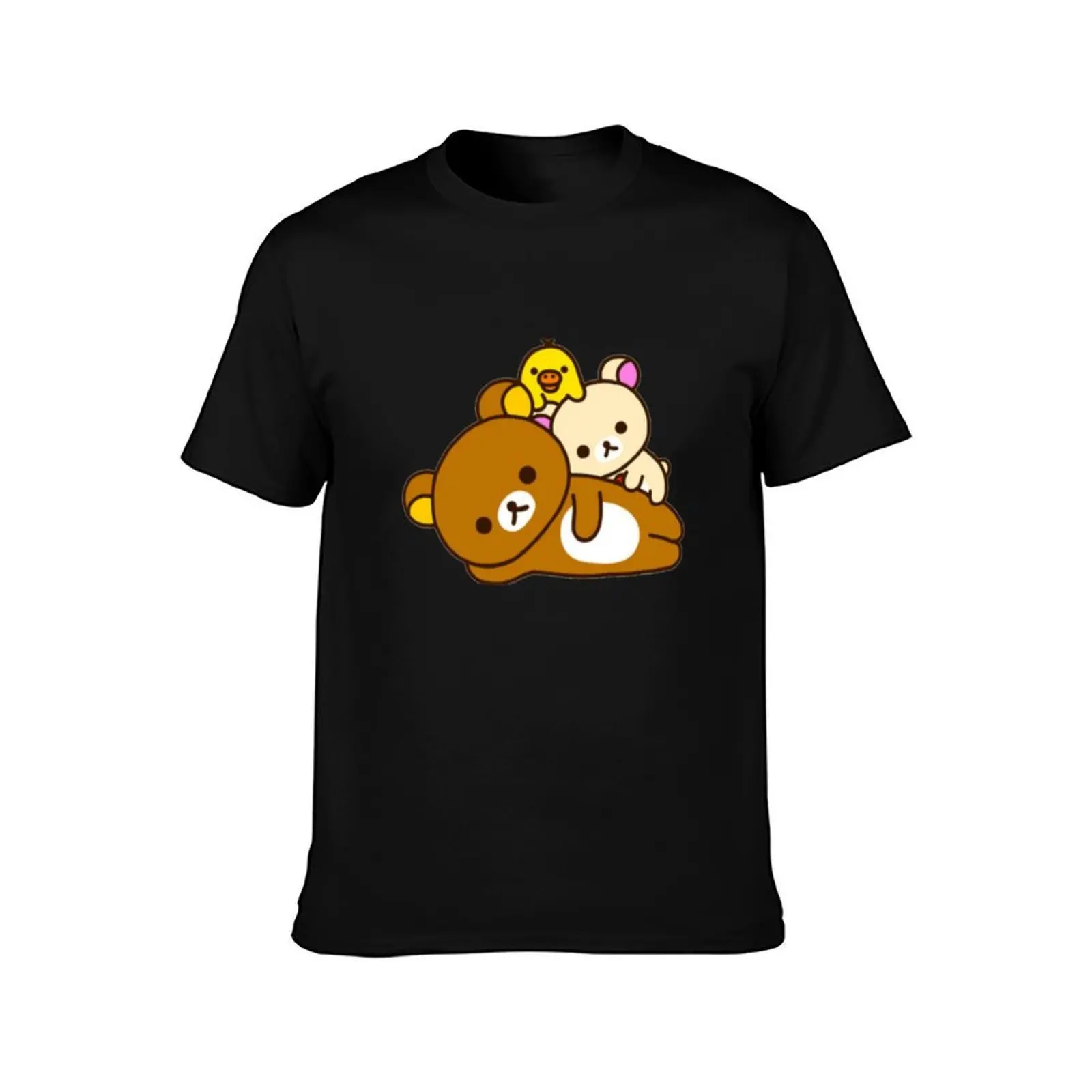 rilakkuma n friends T-Shirt, Summer Casual Cotton Tee, Oversized Streetwear Tops, Vintage Graphic Print, Loose Fit Short Sleeve