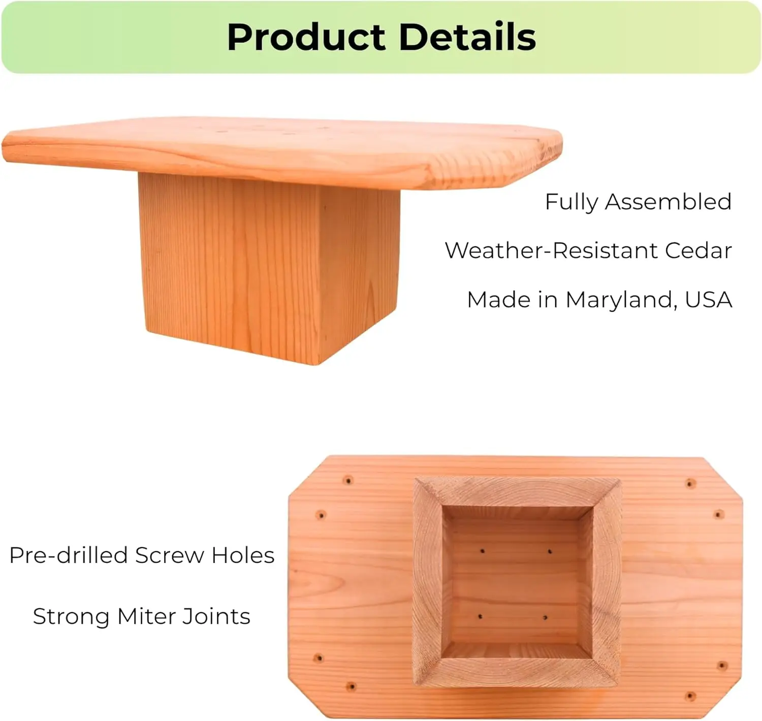 Cedar Little Library Mount for 4x4 Posts, Easy Install with Screws Included - Outdoor Stable Support