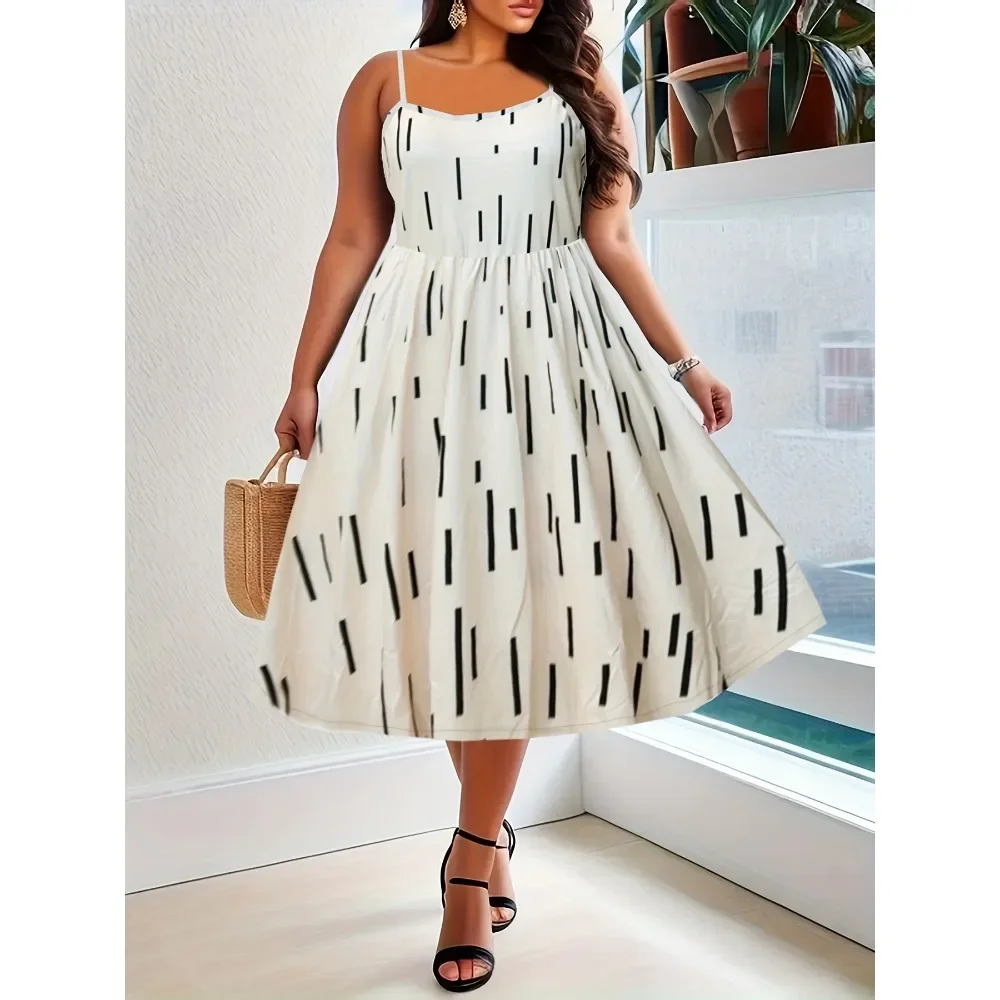 

Plus Size 1XL-5XL Women's Slip Print Casual and Fashionable Dress