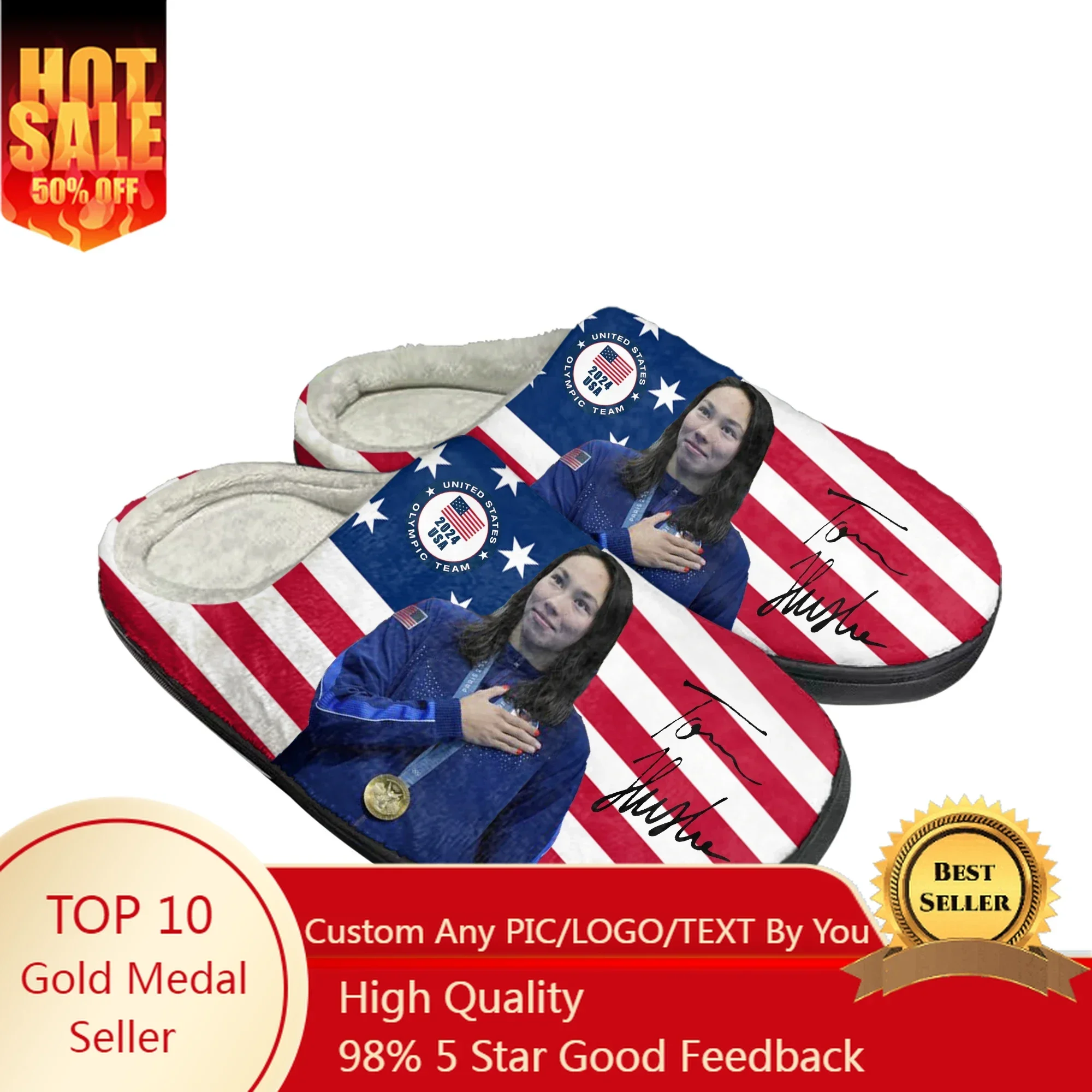 

Torri Huske American Swimming Champion Home Cotton Slippers High Quality Mens Womens Youth Boy Girl Plush Custom Thermal Slipper
