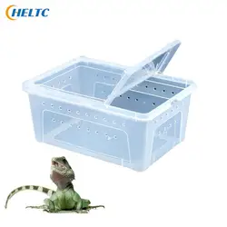 1pcs Plastic 19cmx12.5cmx7.5cm Terrarium For Reptiles Spider Transparent Plastic Feeding Box Insect Food Feeding Container